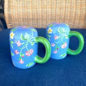 Waverly Blue and Green Floral Salt and Pepper Shakers